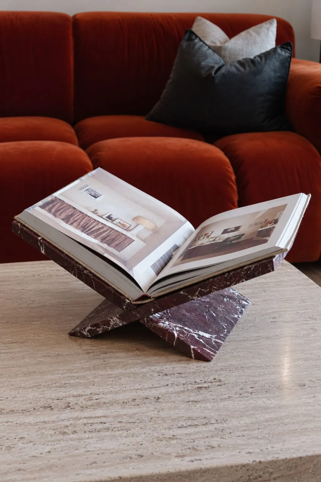 Book Stand in Rosso Levanto, at home